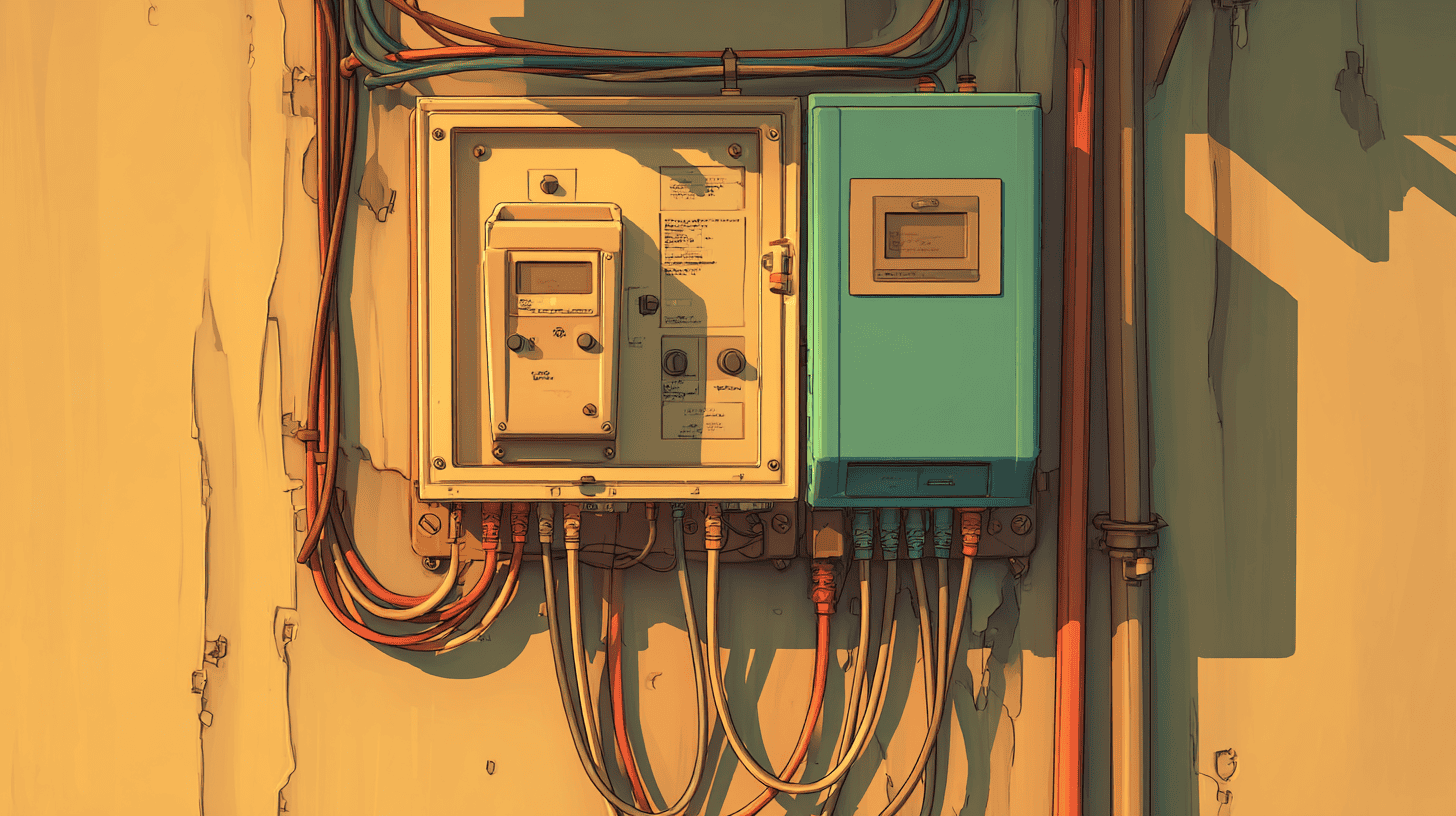 High-voltage electrical panel with wiring for industrial electrical engineering applications.